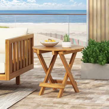 Christopher Knight Home Forrest Outdoor Foldable and Adjustable Acacia Wood Accent Table, Teak