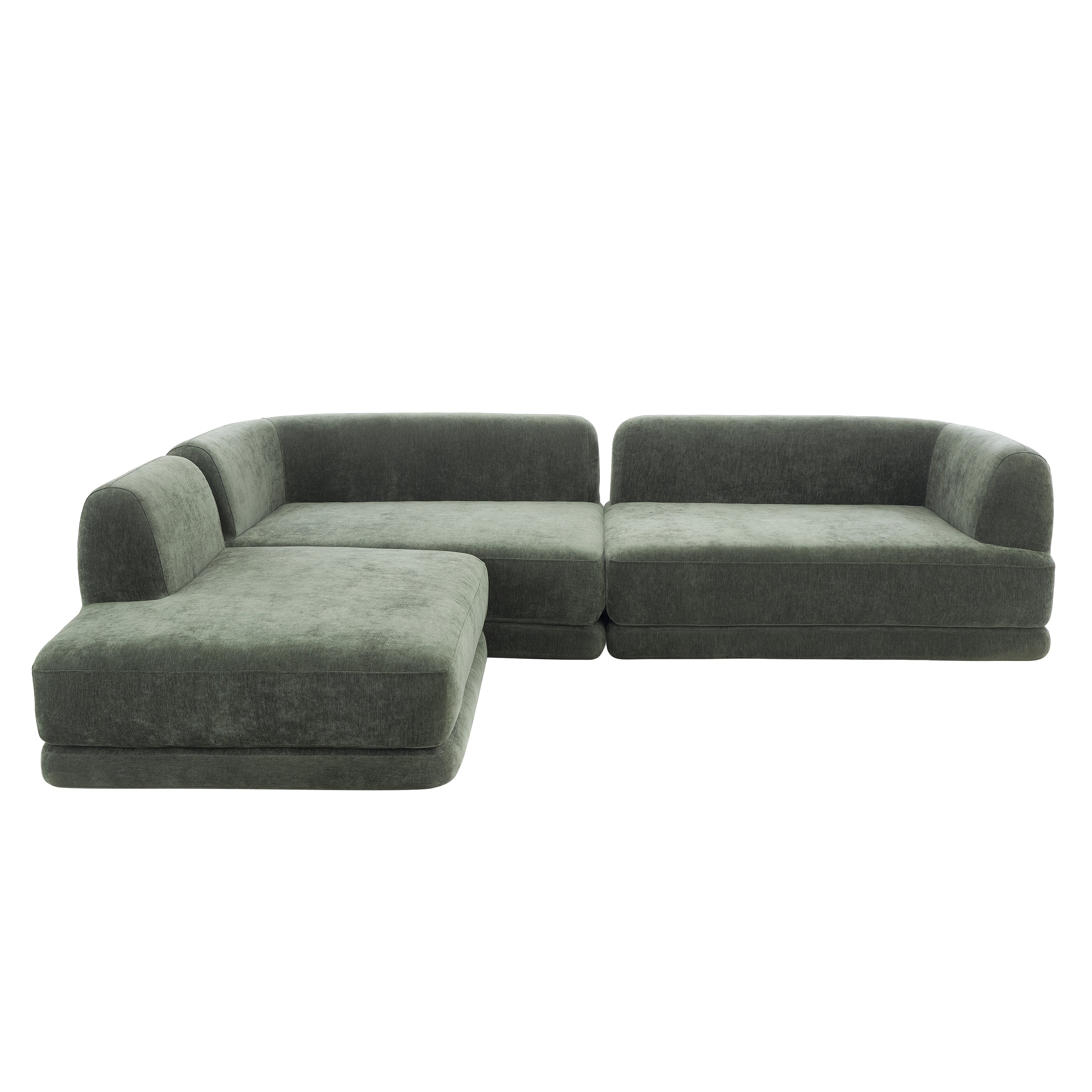 Christopher Knight Home Doyoung Modern 115" 3-Piece L-Shaped Sectional Sofa, Green