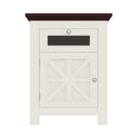 GDFStudio Dalton Farmhouse Wood Aquarium Stand with Power Outlets, Storage Cabinet and Drawer, White