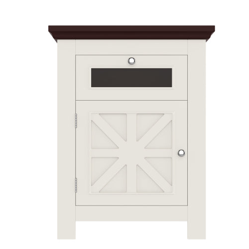 GDFStudio Dalton Farmhouse Wood Aquarium Stand with Power Outlets, Storage Cabinet and Drawer, White
