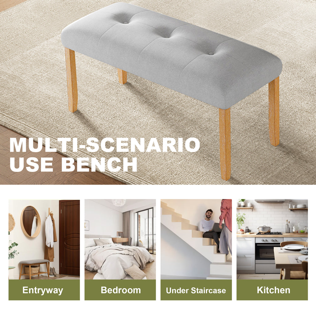 GDF Studio Tufted Upholstered Bench, Fabric End of Bed Bench for Bedroom, Dining & Entryway