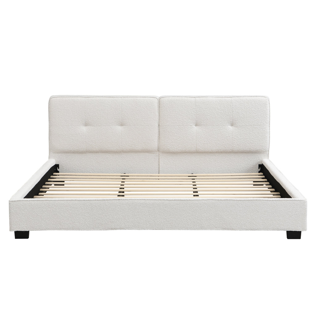 Christopher Knight Home Modern Boucle Upholstered Platform Bed with Tufted Headboard,King
