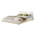 Christopher Knight Home Cotton Linen Upholstered Platform Bed with Solid Wood Legs & Metal Support Frame