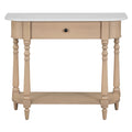 GDFStudio Joanna 36" Solid Wood Console Table with Drawer and Open Shelf, Beige/White