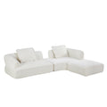 Christopher Knight Home Andrea 121.26'' Modern L-Shaped 4-Seater Upholstered Sectional Sofa with 2 Pillows, White
