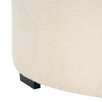 Christopher Knight Home Round Linen Ottoman with Button Tufted Design & Birch Wood Legs ¨C Versatile Footstool and Extra Seating