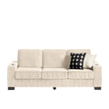 GDFStudio Everly 84" Corduroy Couch with Built-In Cup Holders, Beige