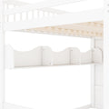 Queen Loft Bed with Wardrobe & Storage Shelves, Solid Wood Loft Bed with Staircase for Bedroom