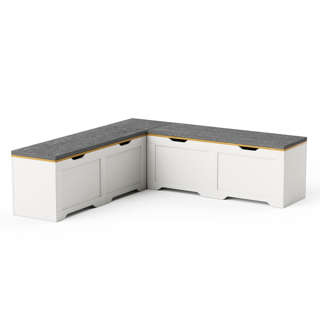 GDFStudio Gaela Farmhouse L-Shaped Storage 63" Benches