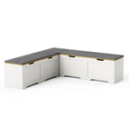 GDFStudio Gaela Farmhouse L-Shaped Storage 63" Benches