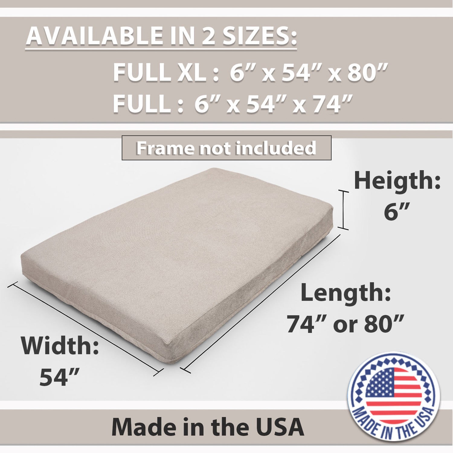 GDFStudio Melville Memory Foam Futon Mattress – Foldable Sofa Bed Cushion with Washable Cover (Frame Not Included)