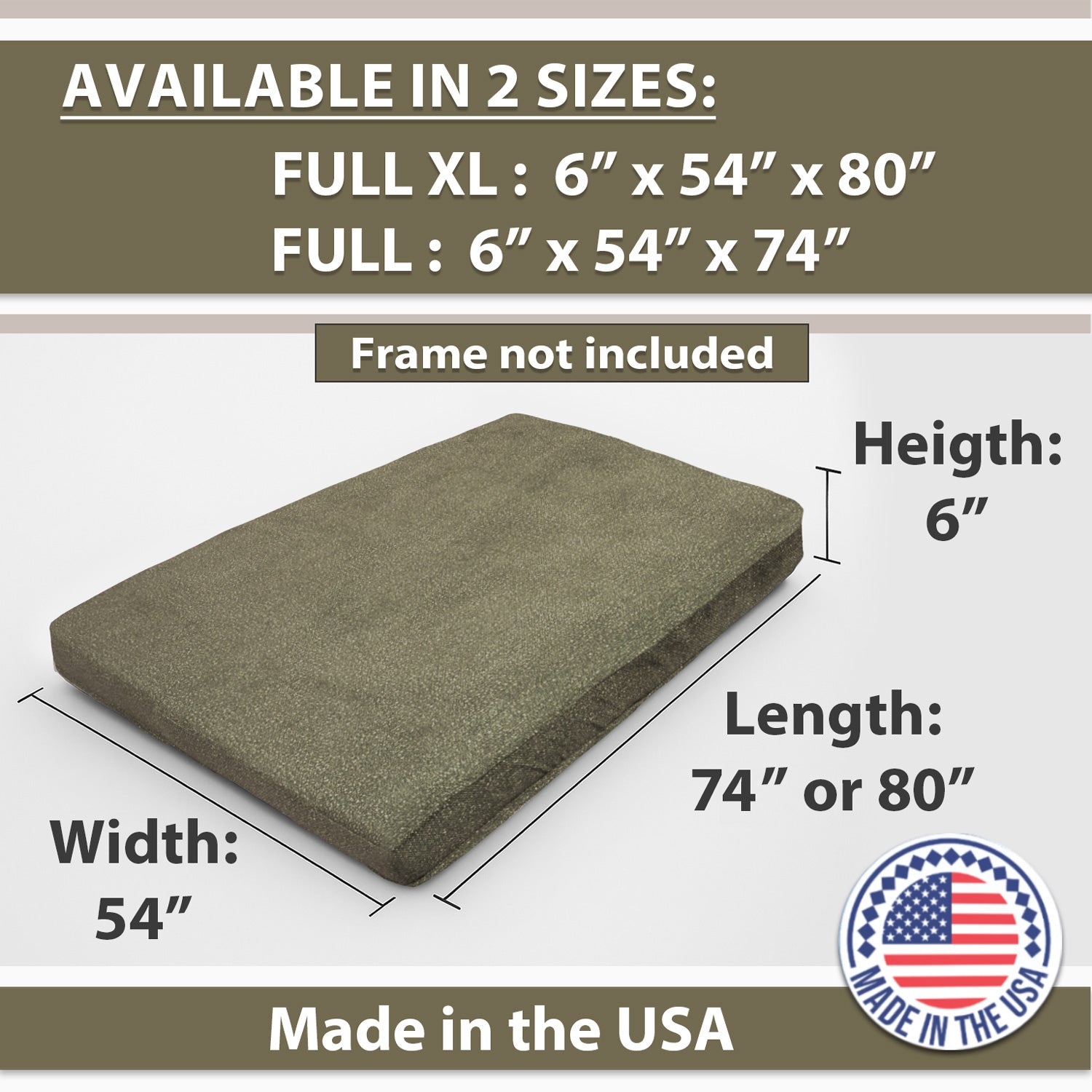 GDFStudio Melville Memory Foam Futon Mattress – Foldable Sofa Bed Cushion with Washable Cover (Frame Not Included)
