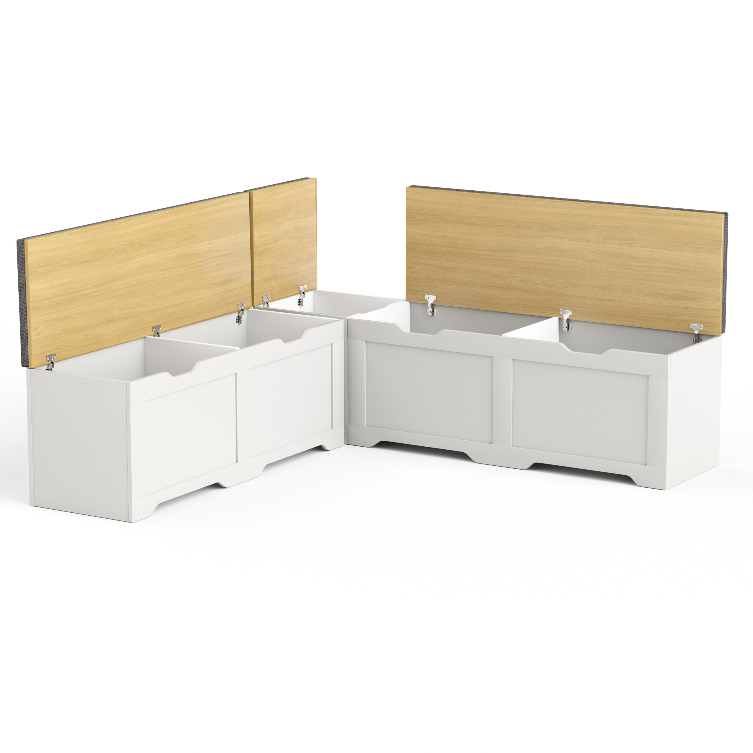 GDFStudio Gaela Farmhouse L-Shaped Storage 63" Benches