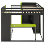 L-Shaped Twin Bunk Bed with LED Lights, USB Ports, TV Stand & Storage Shelves, Solid Wood Gaming Bed Frame