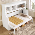 GDF Studio Twin Size Murphy Bed with Desk & Storage Shelves, Space-Saving Wall Bed Cabinet