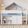 GDF Studio Loft Bed with Canopy Roof and Storage Cabinet, Full Size