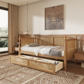 GDFStudio Susan Traditional Rattan Daybed with Storage Drawers, Walnut, Full Size