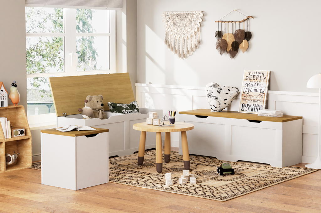 GDFStudio Gaela Farmhouse L-Shaped Storage 63" Benches