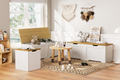 GDFStudio Gaela Farmhouse L-Shaped Storage 63" Benches
