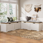 GDFStudio Gaela Farmhouse L-Shaped Storage 63" Benches