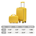 GDFStudio Takumi Modern 2 Piece ABS Luggage Set with Spinner Wheel, Lock and Front Opening Design, Yellow