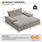 GDFStudio Keene Oversized Chenille Upholstered Double Chaise Lounge with Detachable Cover Design, Gray
