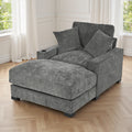 GDFStudio Eureka 41"W Adjustable Backrest Chaise Lounge with USB Port and Removable Fabric, Gray/Chenille