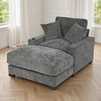 GDFStudio Eureka 41"W Adjustable Backrest Chaise Lounge with USB Port and Removable Fabric, Gray/Chenille