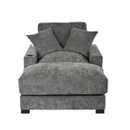 GDFStudio Eureka 41"W Adjustable Backrest Chaise Lounge with USB Port and Removable Fabric, Gray/Chenille