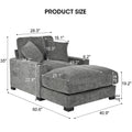 GDFStudio Eureka 41"W Adjustable Backrest Chaise Lounge with USB Port and Removable Fabric, Gray/Chenille