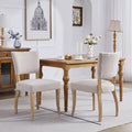 Christopher Knight Home Makhe Mid-Century Modern Rubberwood Upholstered Dining Chairs with Curved Legs (Set of 2), Beige/Natural