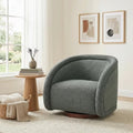 Christopher Knight Home Sabbo Modern Boucl? Swivel Chair with Solid Wood Base, Green