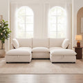 GDFStudio Carson Modern Chenille 98" U-Shaped Modular Sectional Sofa with Storage Ottoman and Charging Port, Beige