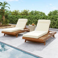 Christopher Knight Home Darla Outdoor Acacia Wood Adjustable Chaise Lounge with Water-Resistant Cushions (Set of 2), Teak/Beige