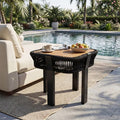 Christopher Knight Home Caleb Patio Modern Boho Acacia Wood Square Side Table with Rope & Metal Frame, Black/Teak