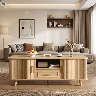 Christopher Knight Home Nova Multi-Storage Coffee Table with Sliding Doors and Drawer, Natural