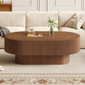 GDFStudio Nomus Modern Oval Fluted Coffee Table, Walnut