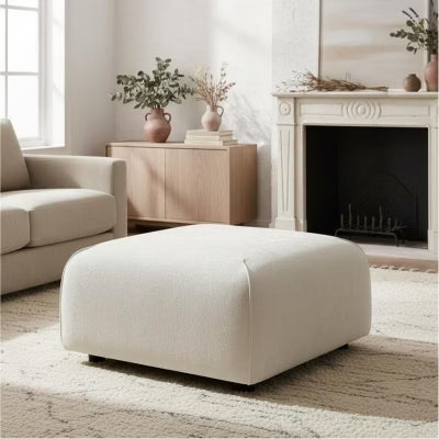 Christopher Knight Home Philomena Modern Upholstered Square Ottoman, Beige