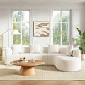 GDFStudio Sienna Modern Chenille 116.5" 4-Seater Compressed Cloud Sectional Sofa with 4 Pillows, Beige