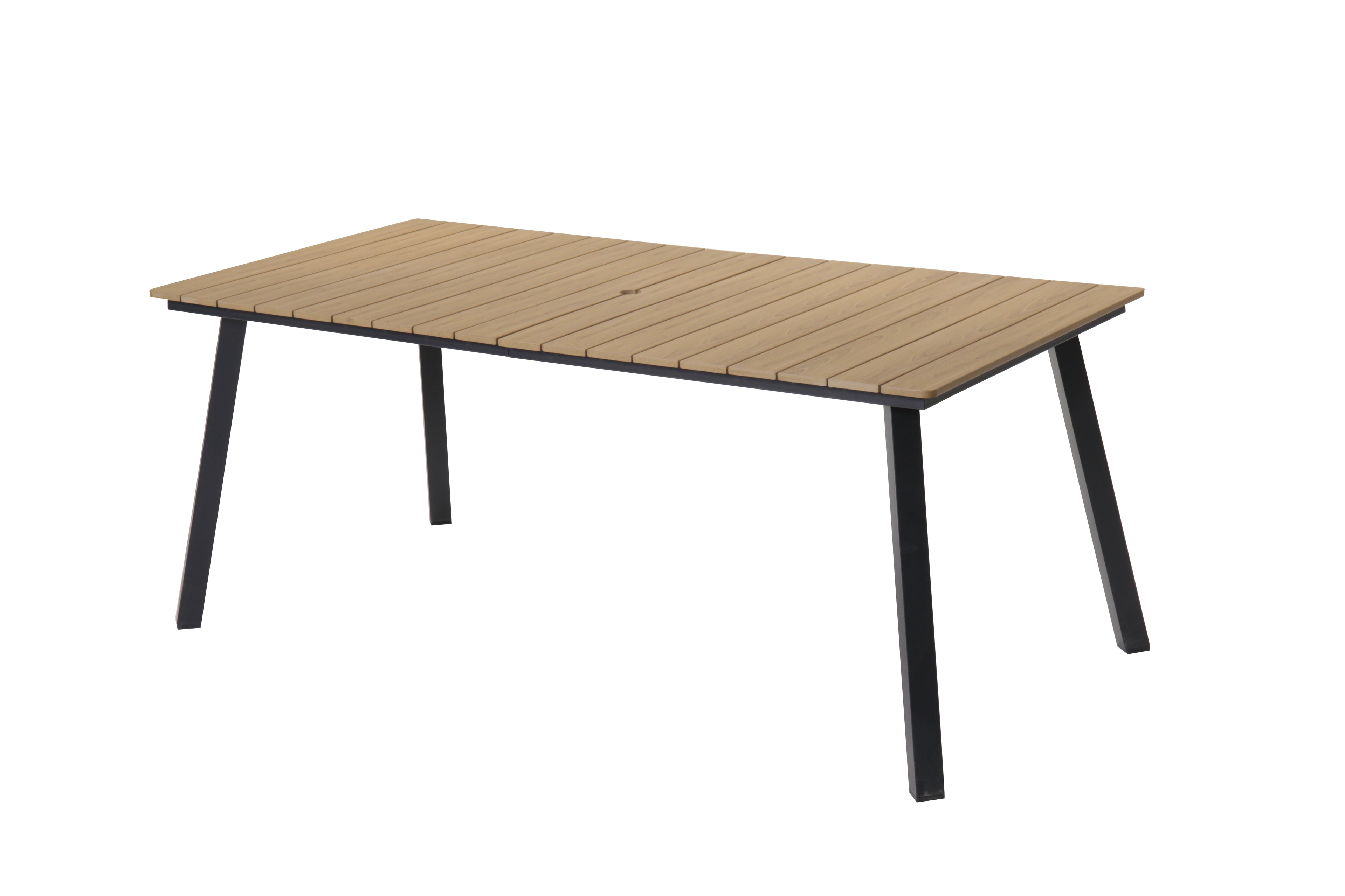 GDFStudio Harper Outdoor 70" Steel and HDPE Dining Table with Umbrella Hole