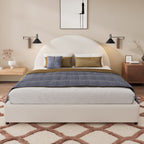 Christopher Knight Home Modern Boucle Upholstered Platform Bed with Thick Half-Round Headboard