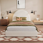Christopher Knight Home Modern Boucle Upholstered Platform Bed with Thick Half-Round Headboard