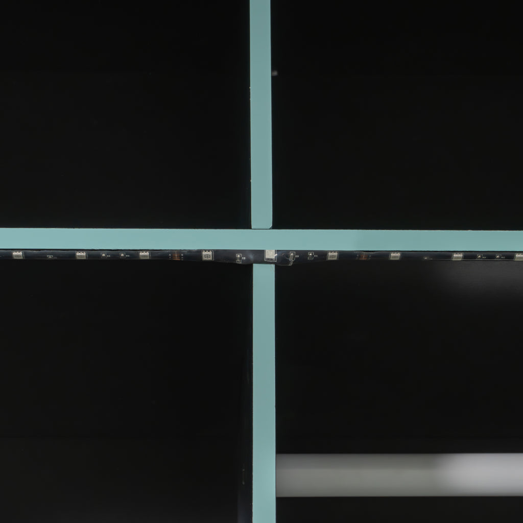 Full Size Gaming Loft Bed with Desk, LED Lights & Open Wardrobe, Space-Saving Loft Bed for Gamers & Small Rooms