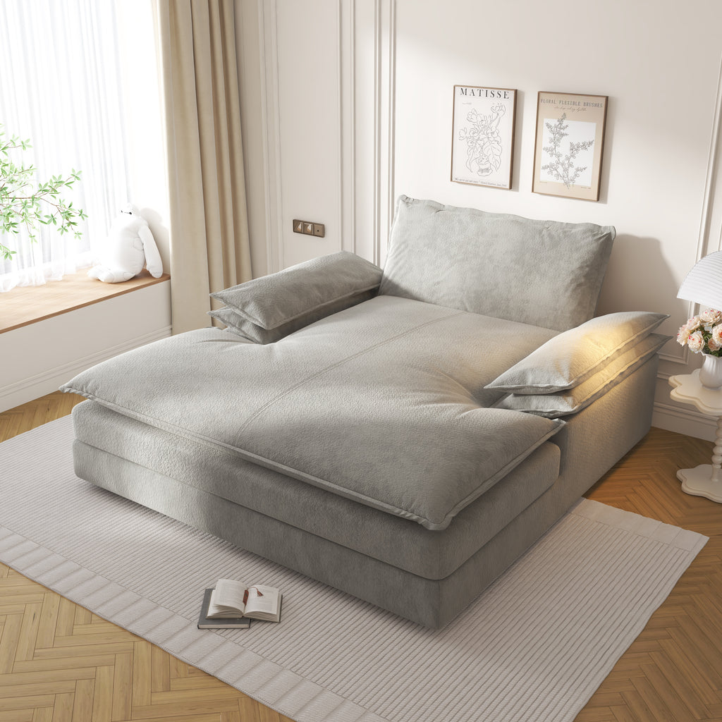 GDFStudio Keene Oversized Chenille Upholstered Double Chaise Lounge with Detachable Cover Design, Gray