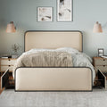 GDFStudio Bavier Modern Linen Upholstered Metal Bed Frame with 4 Storage Drawers, Queen