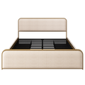 GDFStudio Ken Gold Modern Metal Bed Frame with Curved Upholstered Headboard and Under-Bed Storage Drawers, King Size