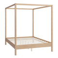 GDFStudio Ford Modern Farmhouse Solid Wood Canopy Platform Bed with Slat Support, Natural, Queen