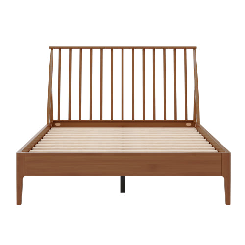 GDFStudio Malcolm Mid-Century Modern Solid Bamboo Wood Spindle Platform Bed Frame with Tall Headboard