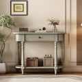 GDFStudio Joanna 36" Solid Wood Console Table with Drawer and Open Shelf, Gray