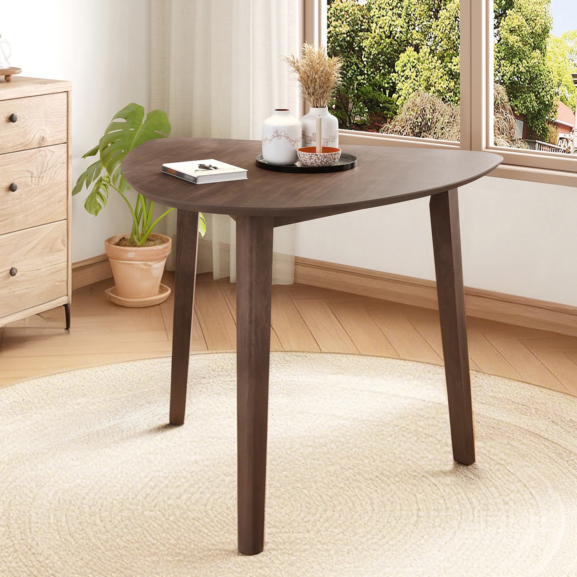 Modern Triangular Solid Wood Coffee Table for Small Spaces